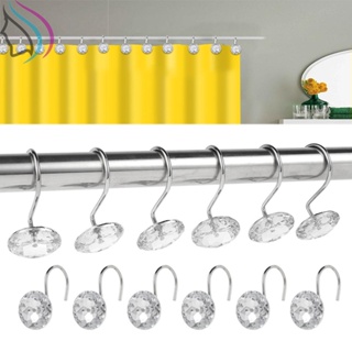 12pcs Ganchos De Cortina De Chuveiro Acrílico Cristal Anéis Redondos Diamante Decorativos SHOPQJC3956