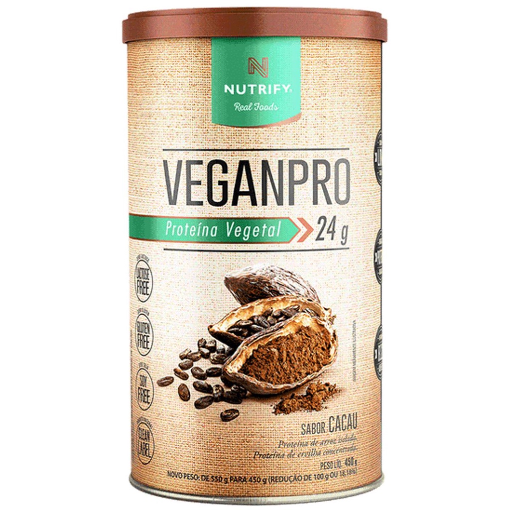 Proteina Vegana Whey Isolado Nutrify Vegan Pro Cacau Vitamina B12 450g