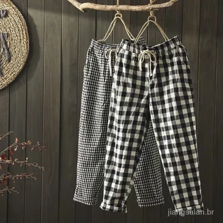 Calças Harem De Algodão Feminino