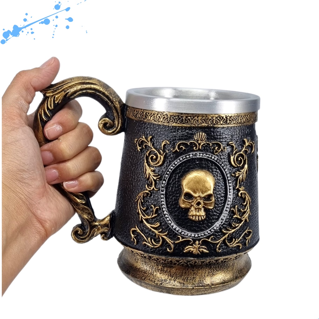 Caneca Chopp Cerveja Caveira Skull Medieval Grande 500 ML