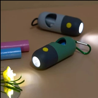 Kit Cata Caca com Lanterna Porta Saquinho Dispenser Refil Higiênico para Pets