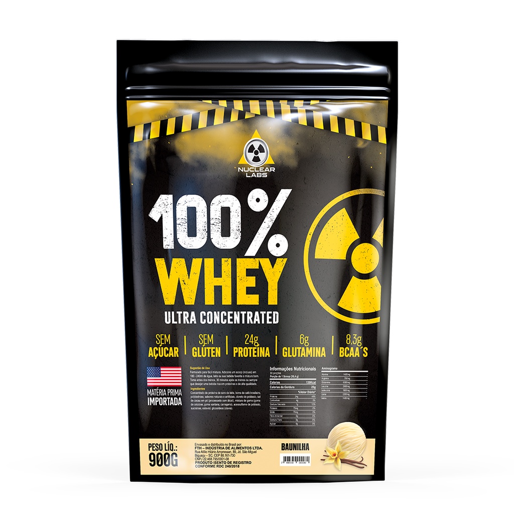 Whey Protein 100% Ultra Concentrado 900g Baunilha Nfe