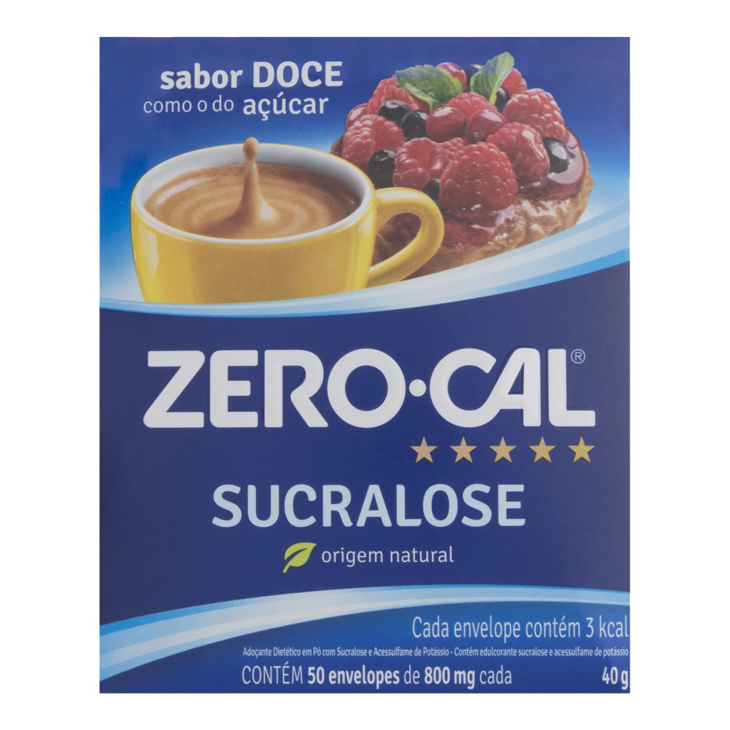 Adoçante em Pó Sucralose Zero Cal Caixa 30g 50 Unidades