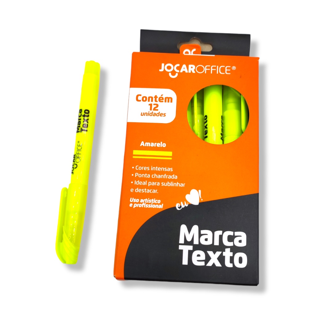 Jocar Office 12 Unidades de Marca Texto De Cor Amarela | Shopee Brasil