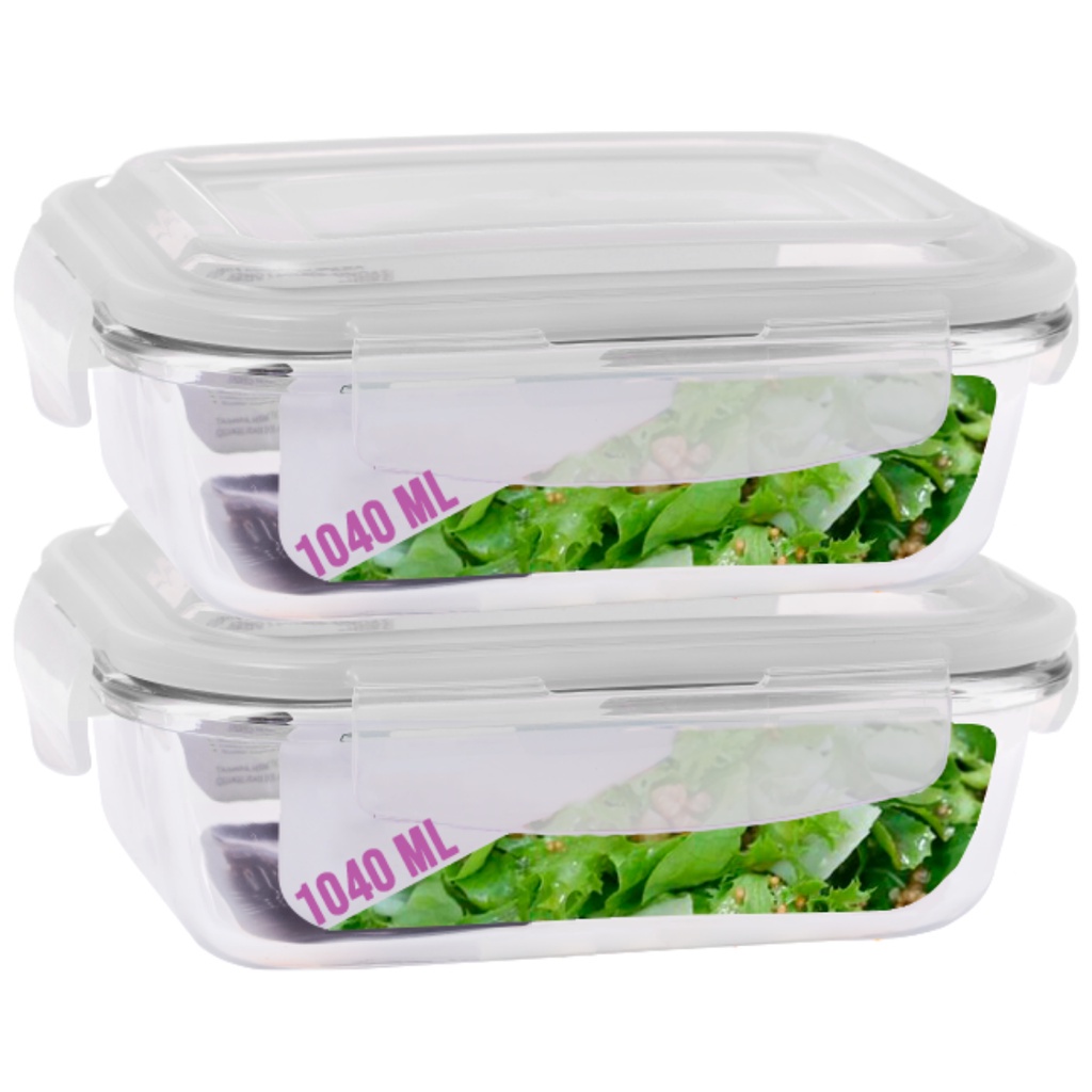 Pote Mantimento Alimentos 1040ml Vidro Tampa Não Vaza - 2 Un