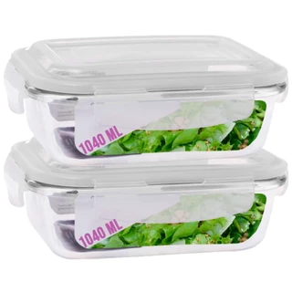 Pote Mantimento Alimentos 1040ml Vidro Tampa Não Vaza - 2 Un