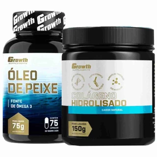 Kit Omega 3 75 Caps + Colágeno em Pó 150g Growth Supplements