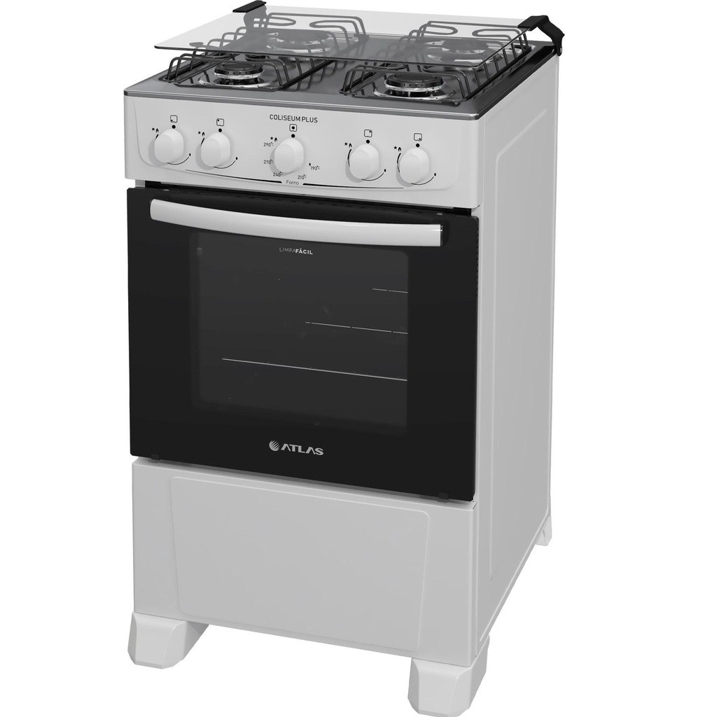 Fogão Atlas 4 bocas branco com forno Limpa Fácil Coliseum Plus - Forno 50L