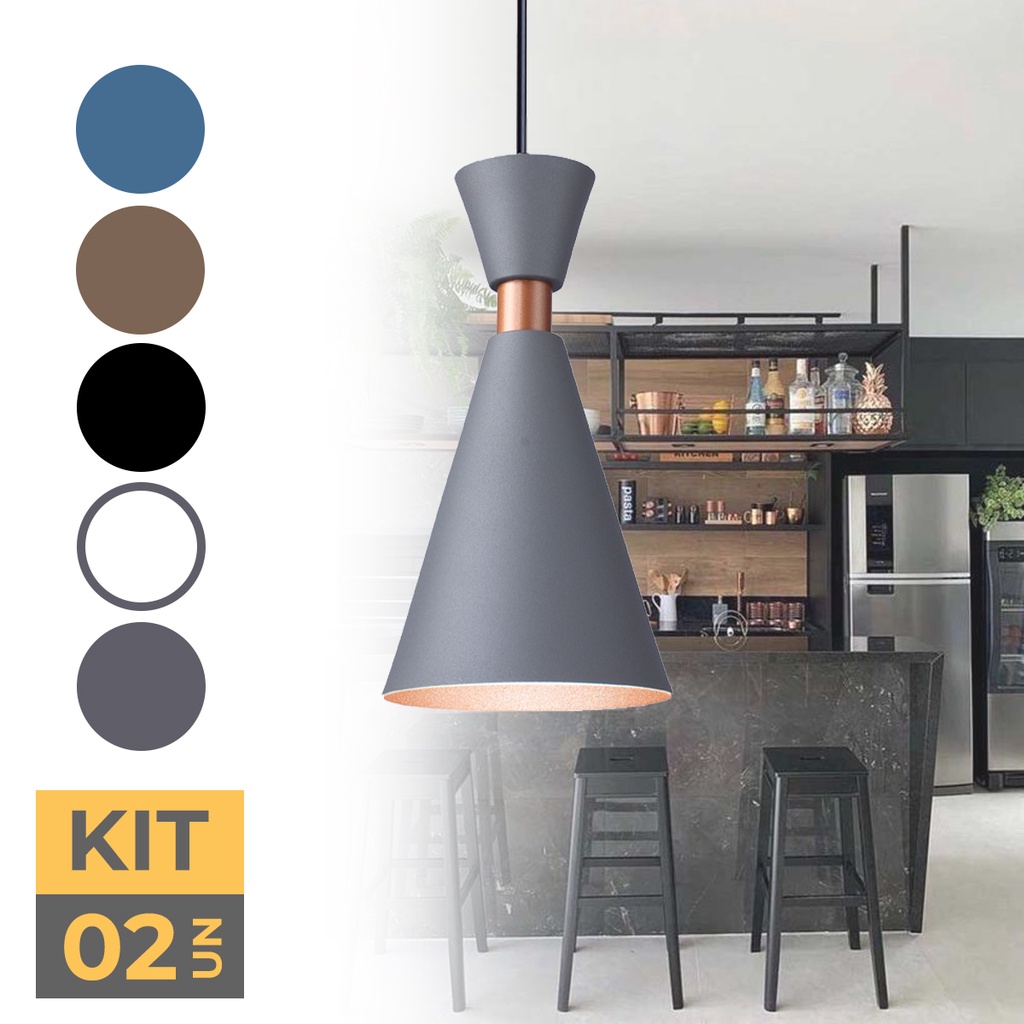 Kit 2 Luminária Pendente Mini Pequim 24Cm Balcão Bancada