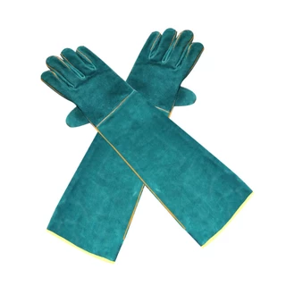 Luvas De Segurança Anti-Mordida HGM De Couro Verde Ultra Longo Proteção Para Captura De Répteis De Gatos Animais
