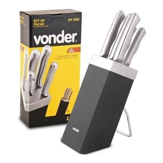 Jogo De Facas Kit Profissional Inox Com Suporte Vonder 5 Peças