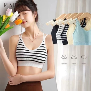 FINETOO Soutien De Apoio Superior Feminino De Ombro Duplo Com Listras Camisole Respirável
