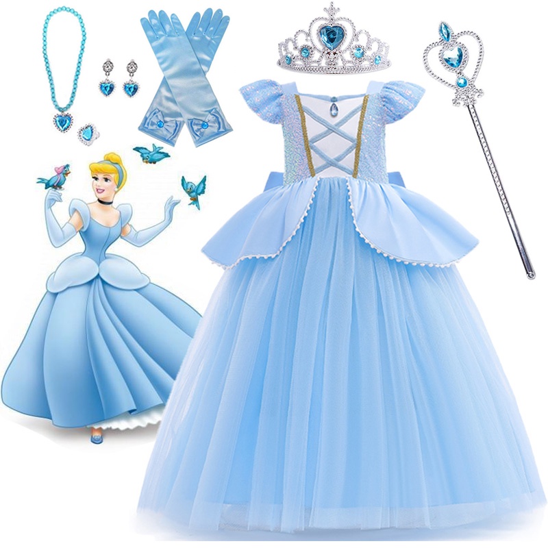 Princesa Cosplay Veste Festa Presente Cinderela Aurora Malha Bola Vestido  Fantasia de Aniversário Gg