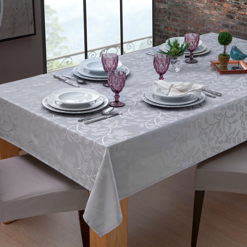 Toalha de Mesa Retangular 8 Lugares Mila Branca 1,60mX2,70m | Shopee Brasil