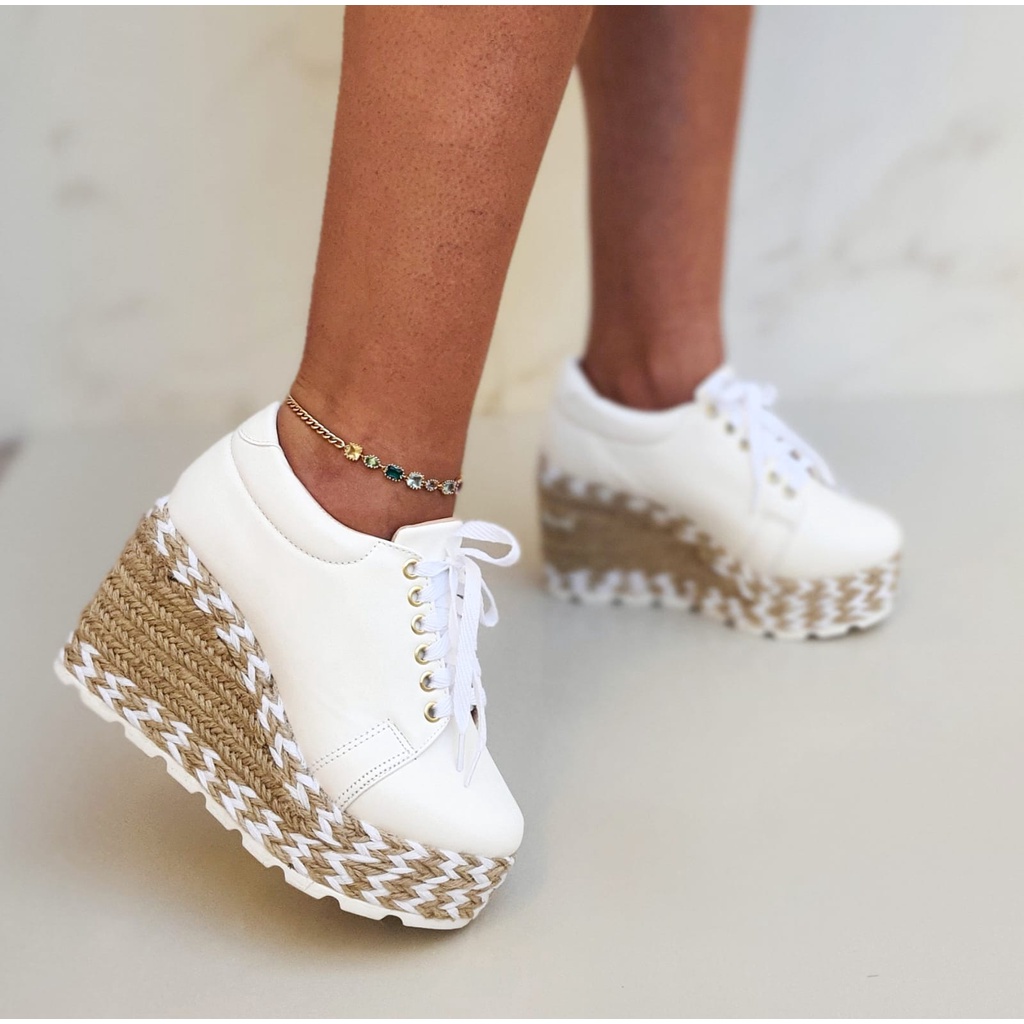Tênis Feminino Plataforma Confortável Branco Shopee Brasil