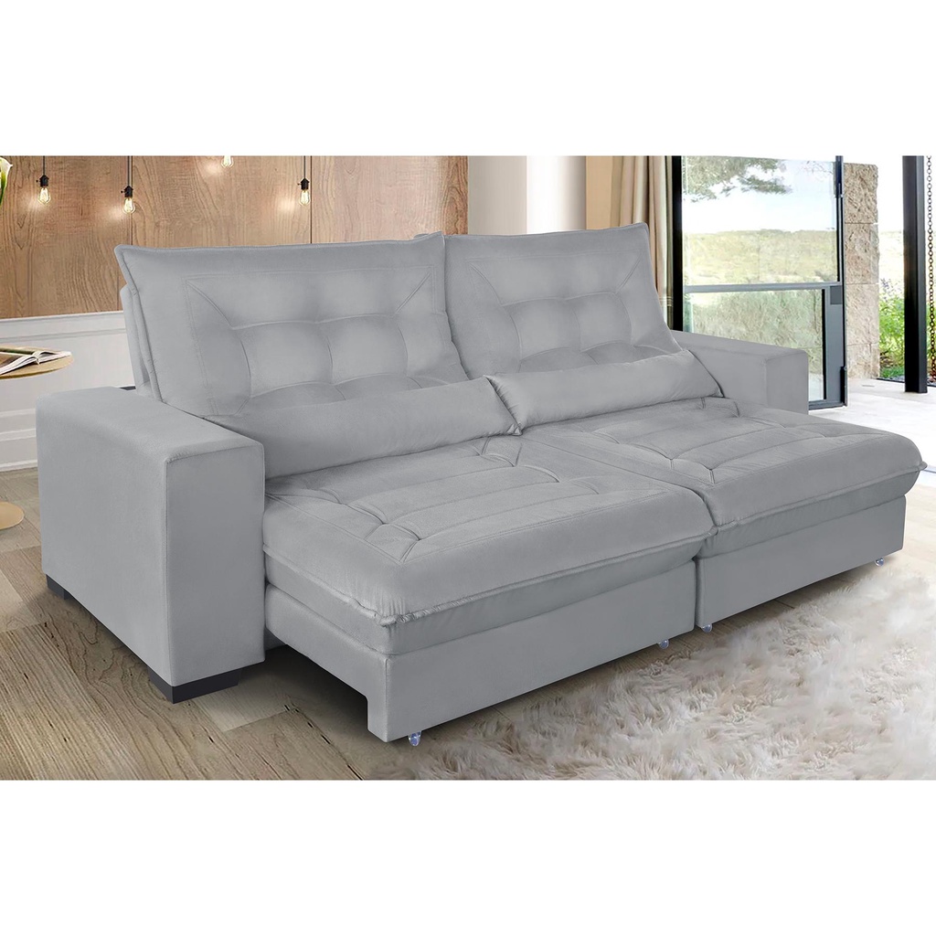 Sofá Retrátil Reclinável Miami 2,70m c/ Molas ensacadas Suede - Sofá Casa
