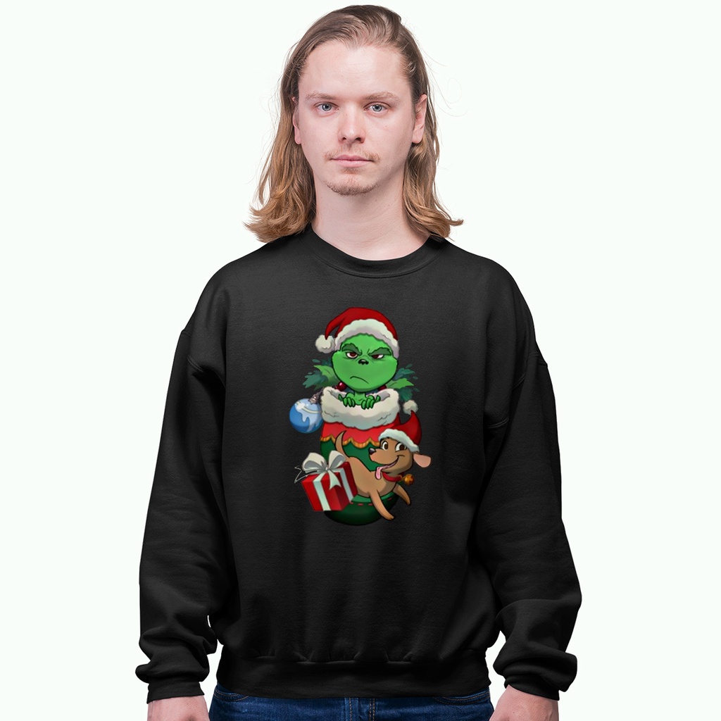 Blusa Moletom Gola Careca Meia de Natal Grinch Fofo edudro