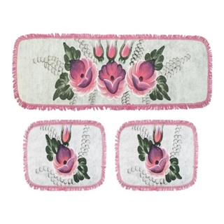 Kit Tapete Cozinha Emborrachada 3 Pcs Pintado Bico Franja Sortidos