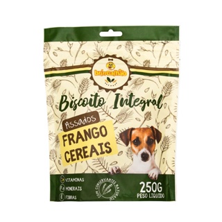 Petisco para Cachorro Biscoito Integral Frango e Cereais Assados Brincalhão 250g em Oferta na Shopee