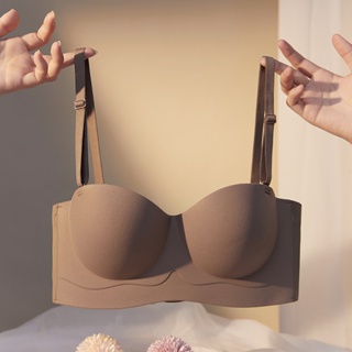 [Escolha De Valor] Roupa Íntima Tridimensional 3D Não-Marcação Pequena Para Mulheres Meia Xícara Parece Grande Espessada Anti-Encolhimento Sem Anel De Aço