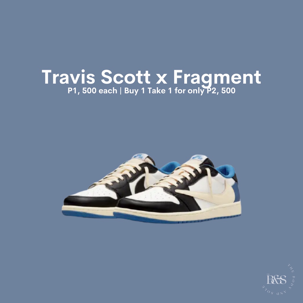 Sapatilha de borracha para homens Travis Scott x Nike Air Jordans 1 J1 Fragment Low Blue White Black Sneaker