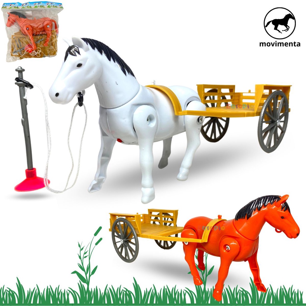 Cavalinho Brinquedo Com Carroça Anda Animal Cavalo Infantil
