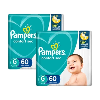 Kit Fralda Pampers Confort Sec Super Tamanho G 120 Tiras em Oferta na Shopee