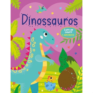 LIVRO DE COLORIR COM ADESIVOS - DINOSSAUROS