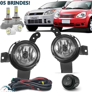Kit Farol De Milha Neblina Ford Fiesta 2007 2009 2009 Ka 2008 2009 2010 2011 Botão Alternativo + Led