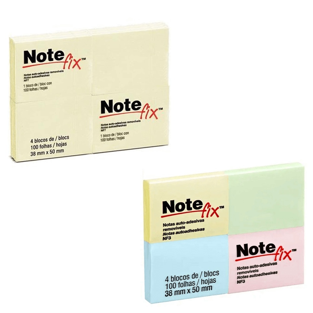 Bloco de Notas Notefix 4 Blocos 38mm x 50mm 100 Folhas 3M | Shopee Brasil