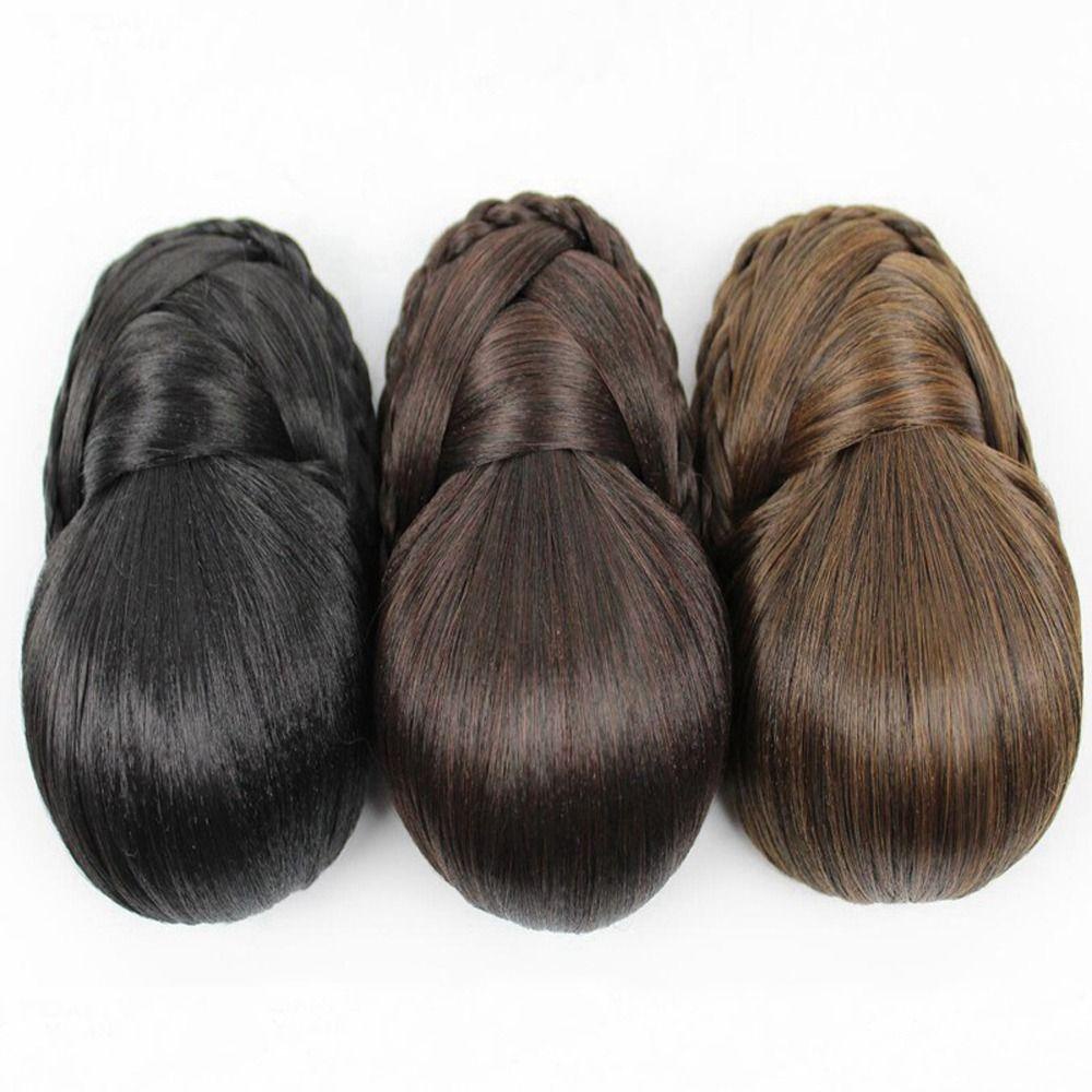 BORUIB Fake Hair Bun Trendy Stylish Retro Mulher Extensão De Cabelo  Sintética Resistente Ao Calor Fibra Natural Liso Noiva