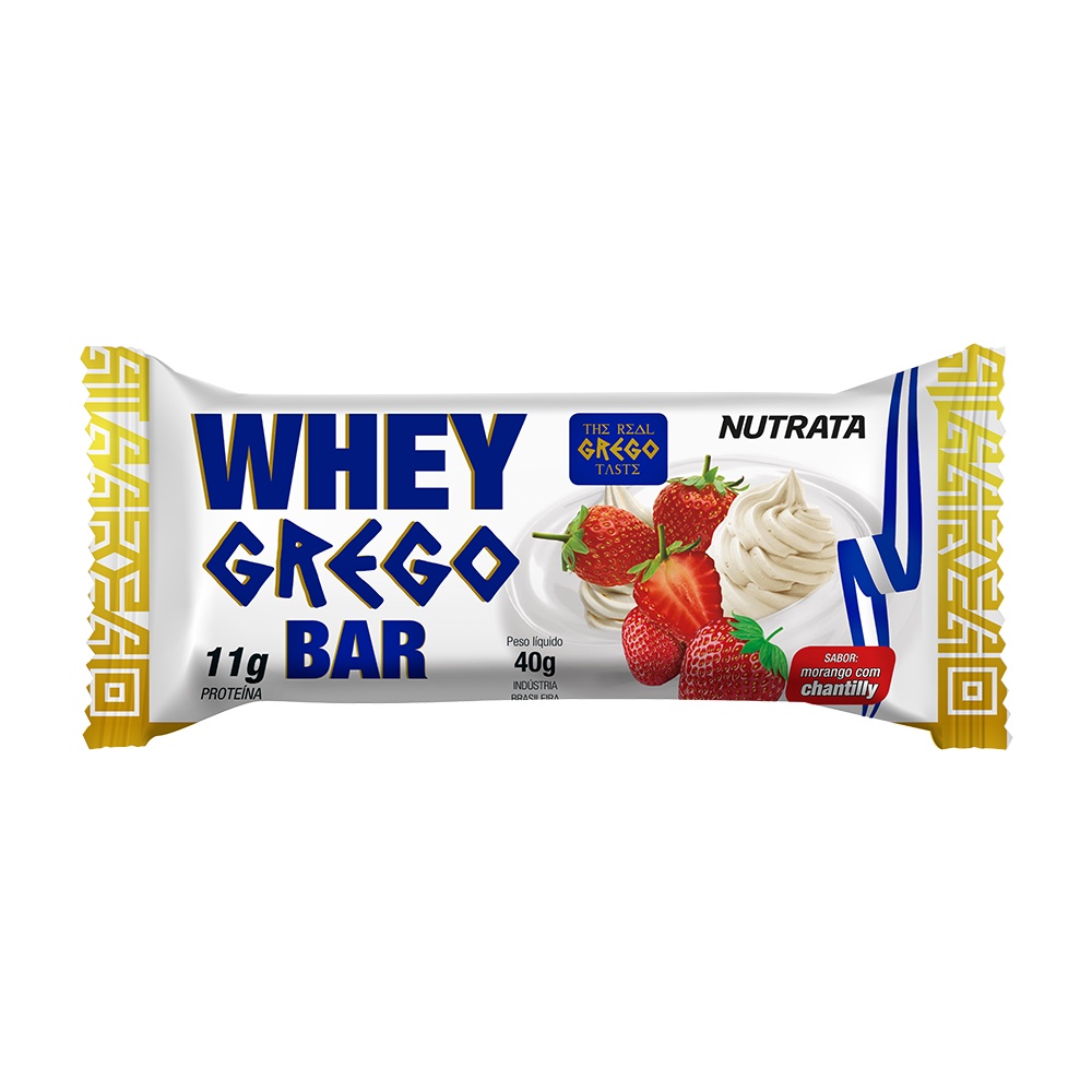 Grego Bar Sabor Morango com Chantilly 40g – Nutrata – Whey Protein