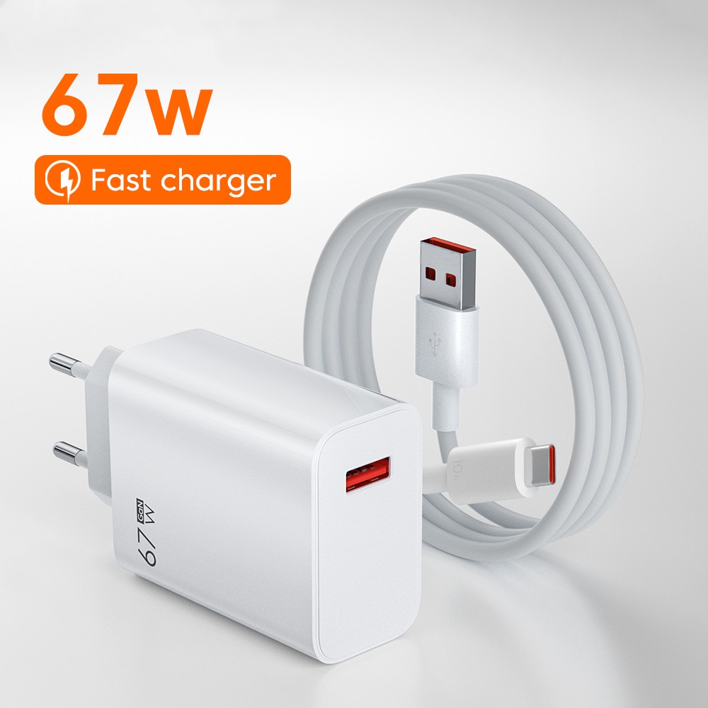 Carregador Usb De 67w Rápido Tipo C Adaptador De Carga Rápida Para Samsung Xiaomi Com Cabo 10a 