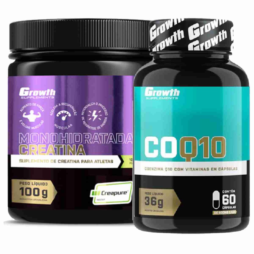 Kit Coenzima Q10 60 Caps + Creatina 100g Creapure Growth | Shopee Brasil