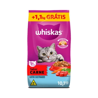 Ração Whiskas Para Gatos Adultos Castrados Sabor Carne Leve 10,1kg Pague 9kg em Oferta na Shopee