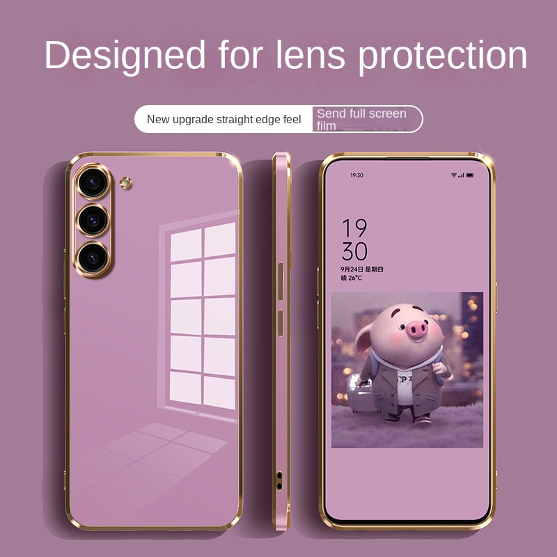 Samsung S23 FE Galáxia S23FE S23 + Plus S23ultra Elegante Invólucro Do Telefone Borda Reta Silicone À Prova De Choque Capa Macia Com Tudo Incluído