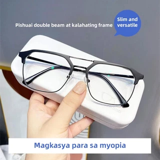 Óculos de Miopia de Alta Aparência Óculos de Miopia Macho Grande Rosto Ruffian Bonito Retro Meio-Estrutura Podem ser Combinados com Graus Anti @-