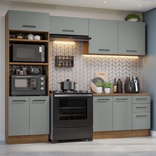 Armário de Cozinha Completa 270cm Rustic/Cinza Agata Madesa 07