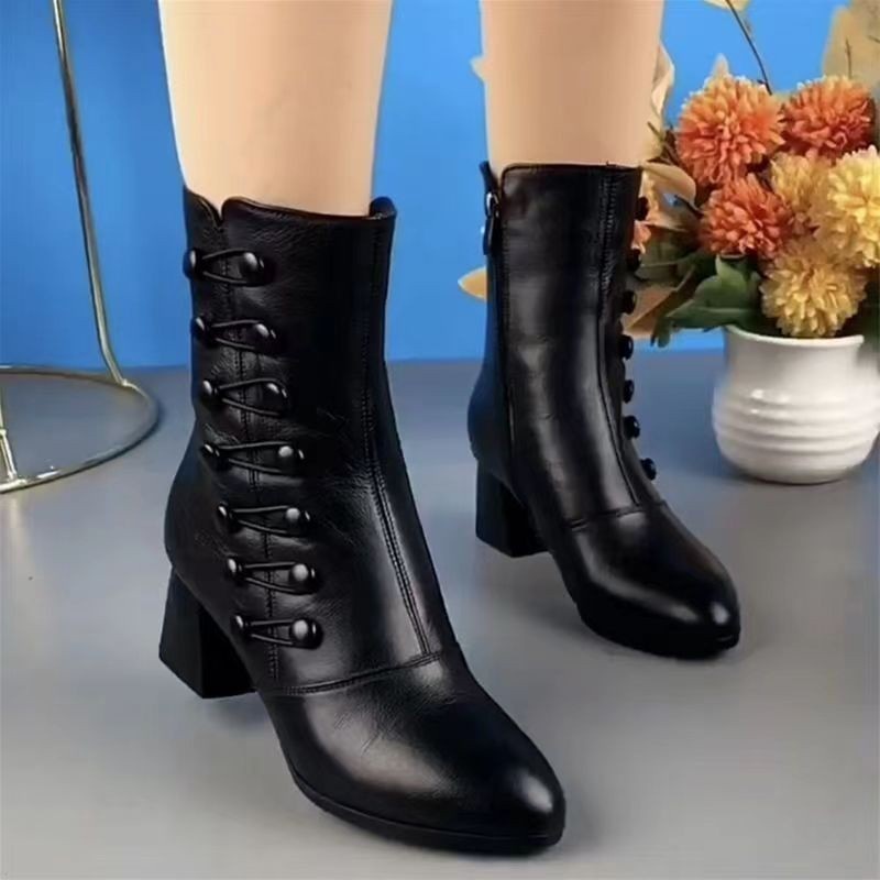 Botas De Inverno Da Moda De Meia-Roda Macias E skinny Mais Mãe De Veludo À Prova D