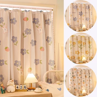 【 MY STOCK & 24H Entrega 】 Nordic Flor Impresso Cortina Curta Cortinas Decoração De Casa