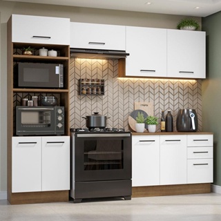 Armário de Cozinha Completa 270cm Rustic/Branco Agata Madesa 07