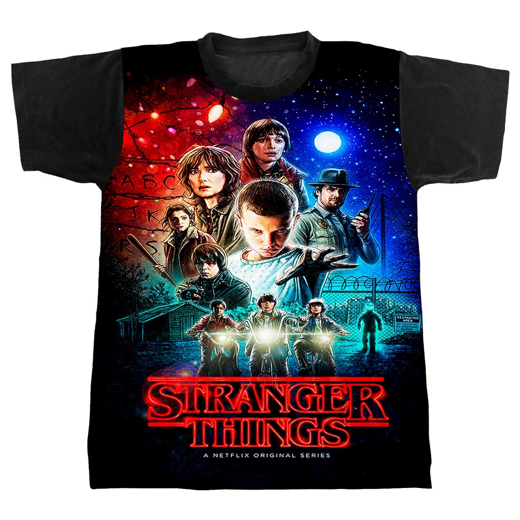 Camiseta Stranger Things Alfabeto- Baby Look Geek