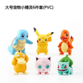 Pokemon Doll 6 Peças Conjunto De 7cm De Coleção Pikachu Jenny Turtle Ornamentos Podem Entrar Pequenos Bolos De Dragão De Fogo De Pato Etc .