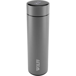 Garrafa Térmica de aço inox com termômetro em LED cinza 500ml