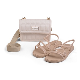 Kit Paris Sandália Papete Rasteira Feminina Rasteirinha Mais Bolsa Baú Pequena Com Alça Tranversal Com Corrente Várias Cores Confortável Macia