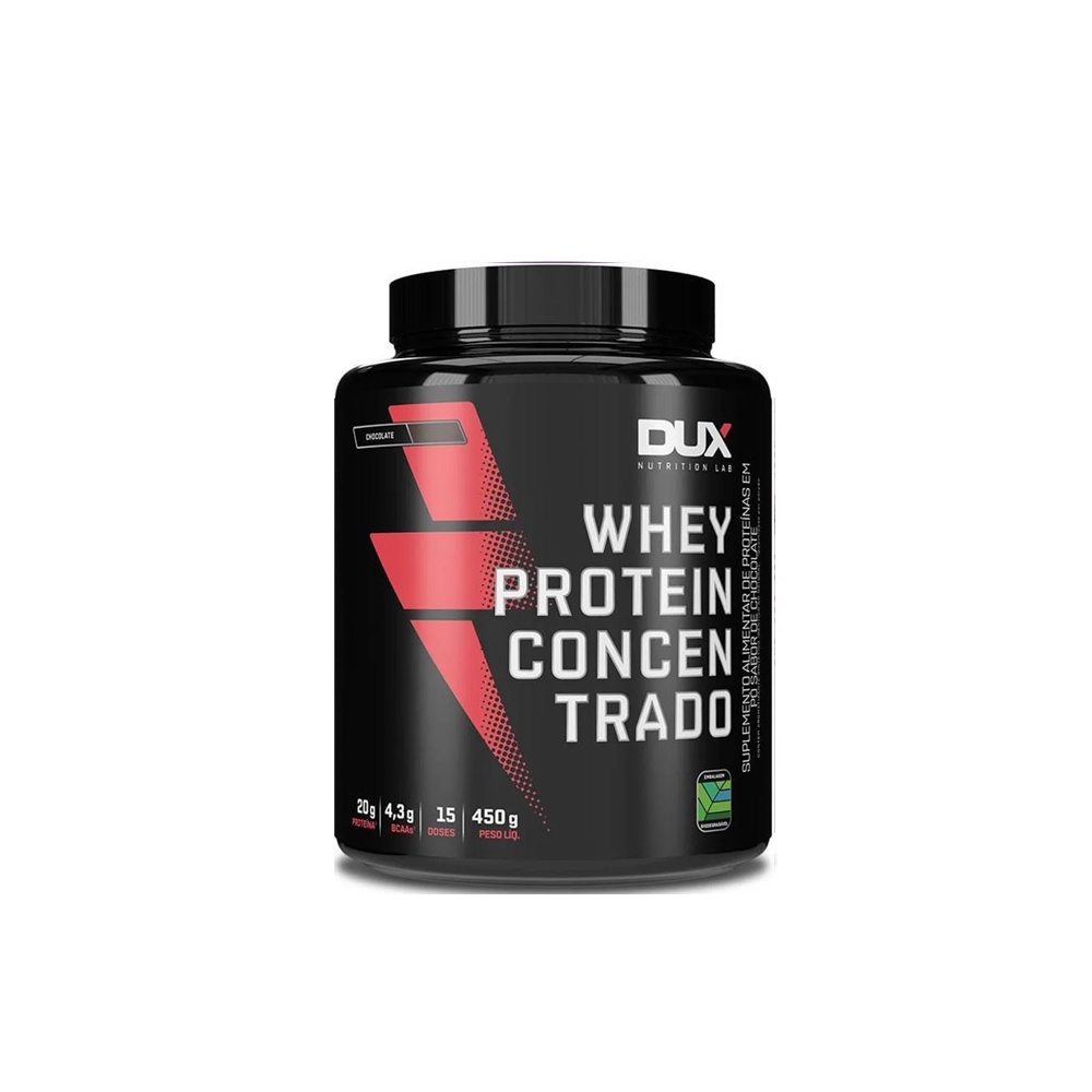 Whey Protein Concentrado Chocolate Pote 450g – Dux Nutrition