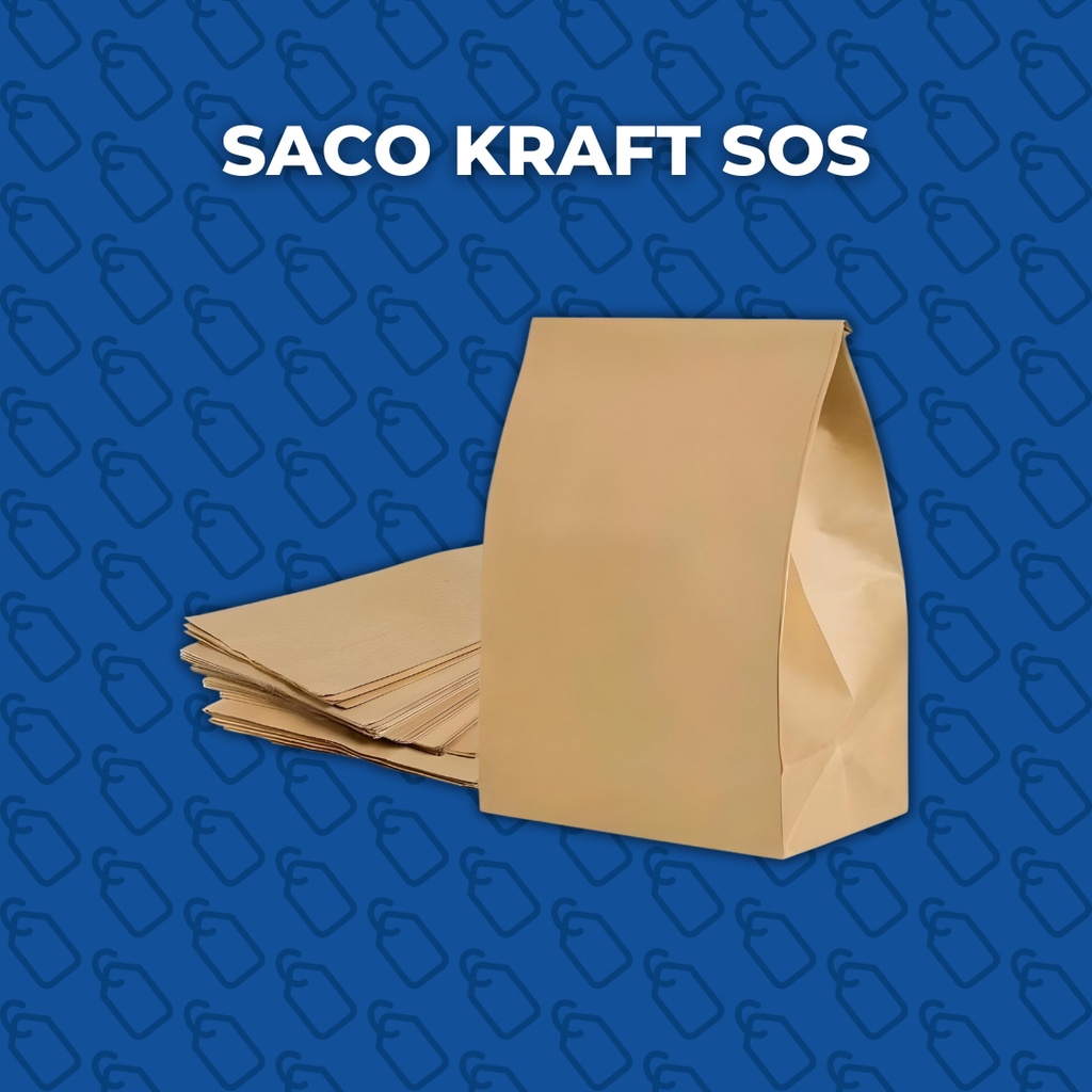 100 uni. Saco para delivery SOS Kraft liso - (P/M/G/GG) 3kg, 5kg, 10kg e 20kg