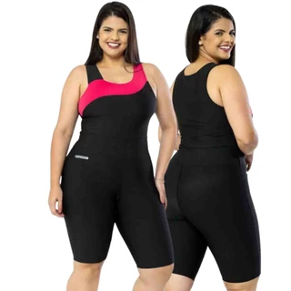 Macacão De Academia Curto Feminino Plus Size Suplex Fitness