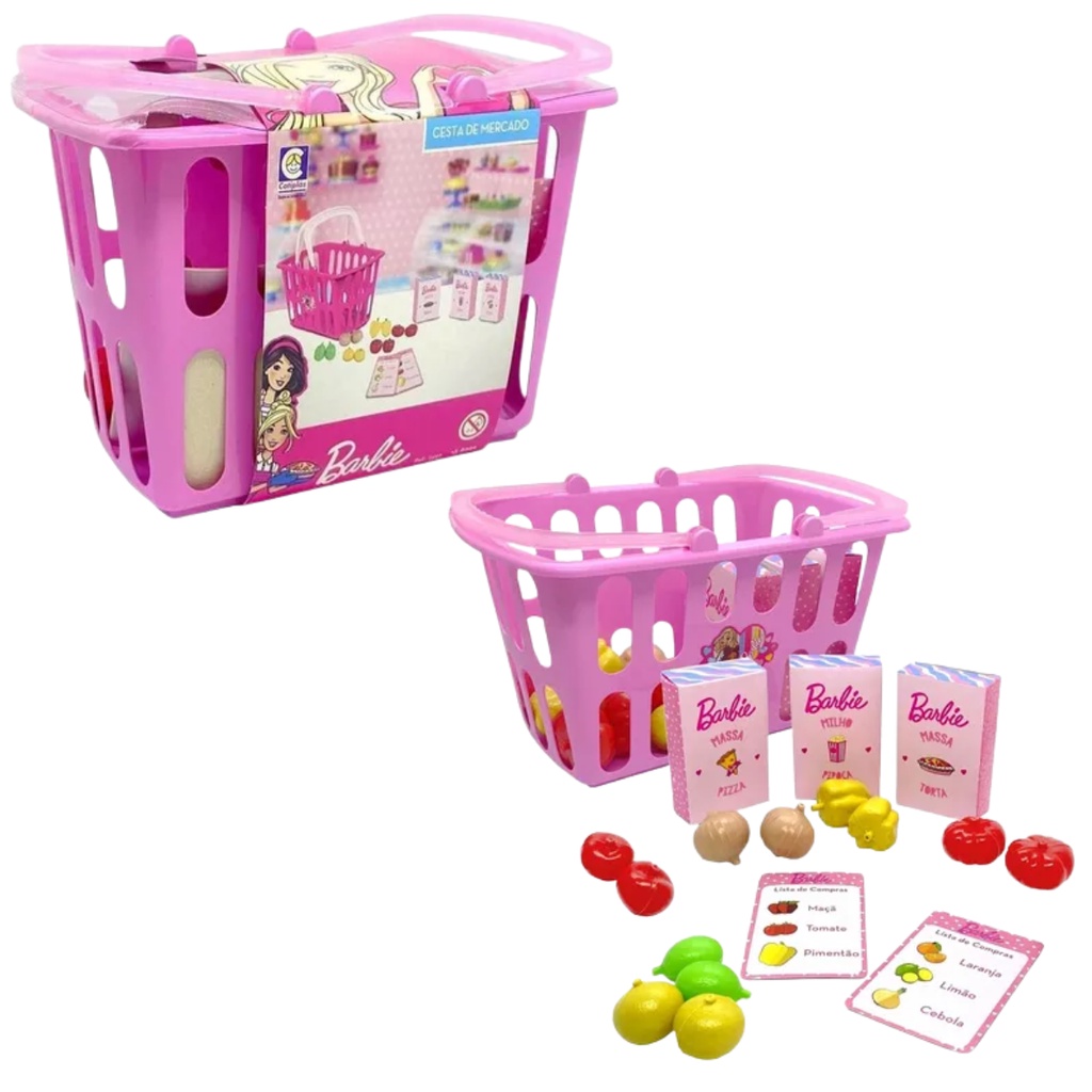 Brinquedo Cestinha Mercado Infantil Menina Barbie Compras