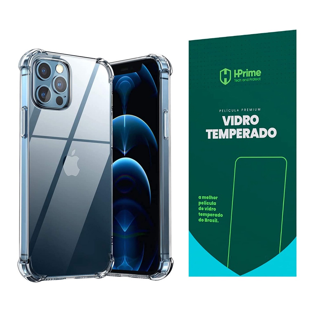Kit Capa Para iPhone 12 e Pro Anti Impacto + Película Hprime | Shopee ...